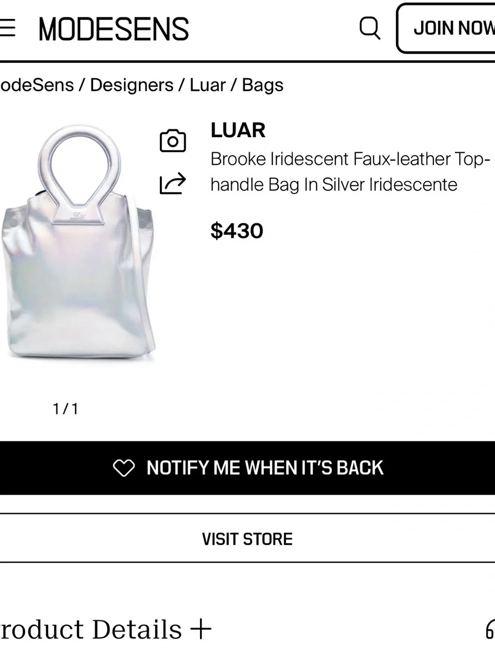 Luar - Iridescent Silver Tote Bag